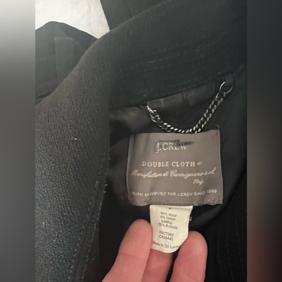 Jcrew Black Townhouse Double Cloth Wool Double Breasted Coat 8 Metal Buttons - Picture 11 of 11